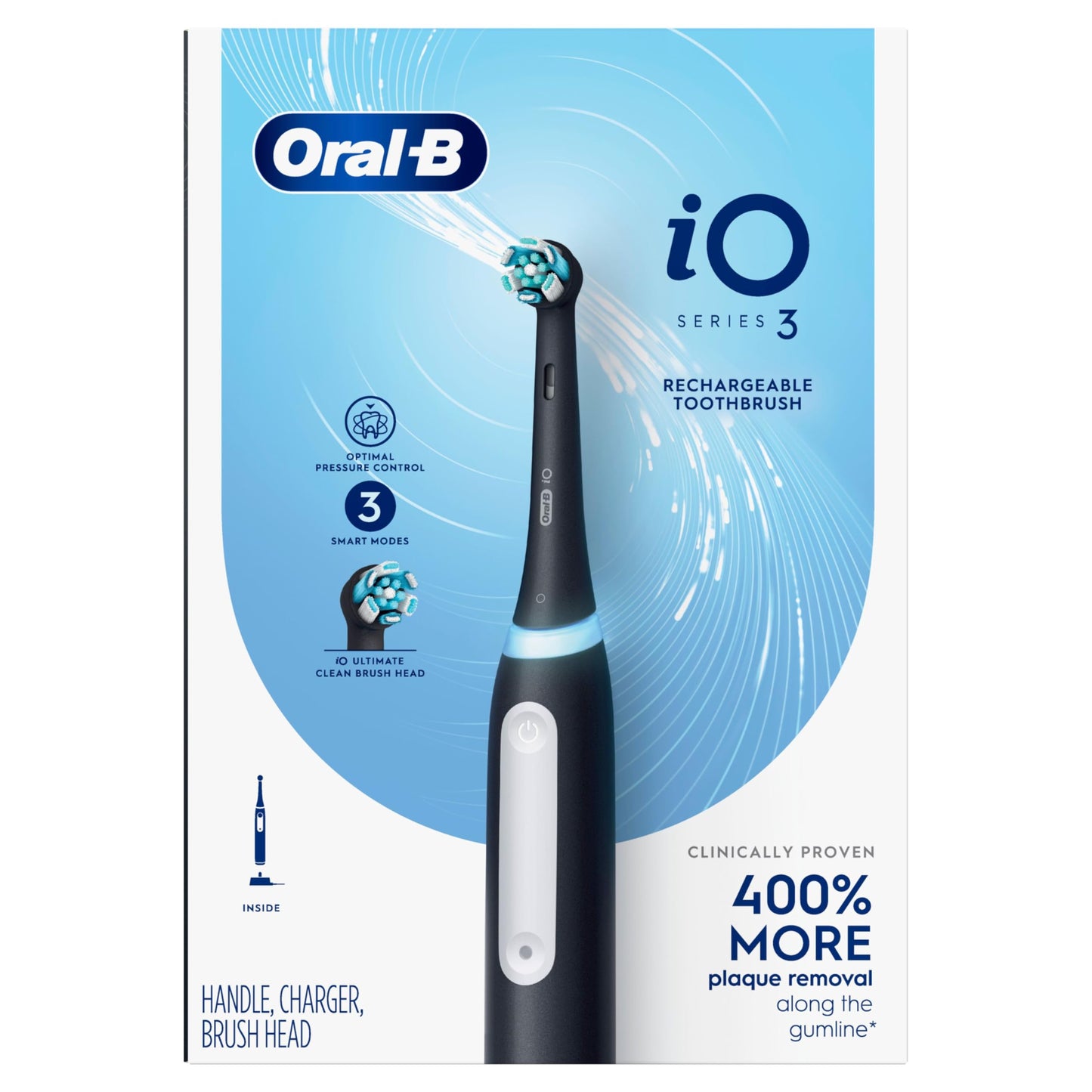 Oral-B iO3 Electric Toothbrush (1) with (1) Charger, Rechargeable, Black Oral-B
