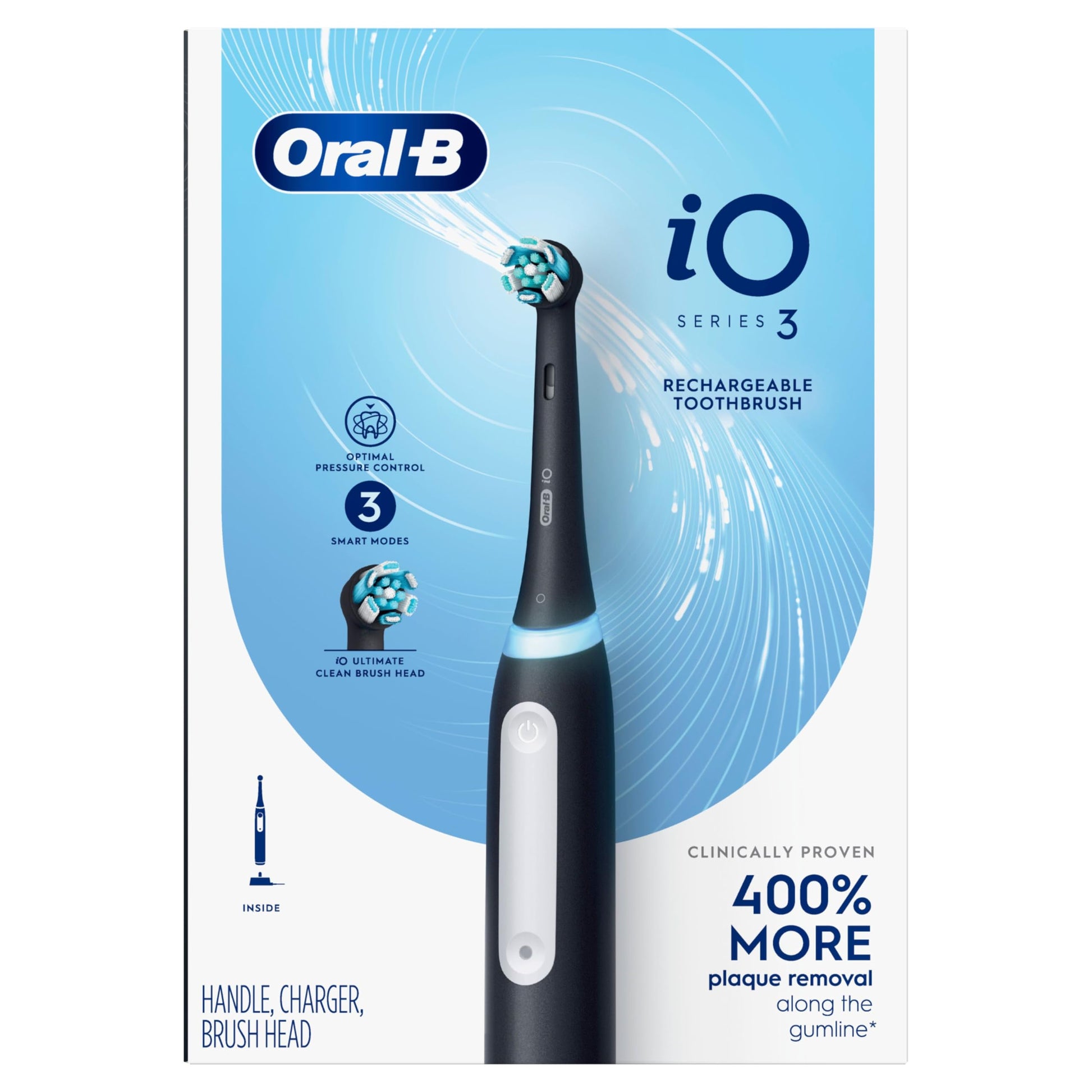 Oral-B iO3 Electric Toothbrush (1) with (1) Charger, Rechargeable, Black Oral-B