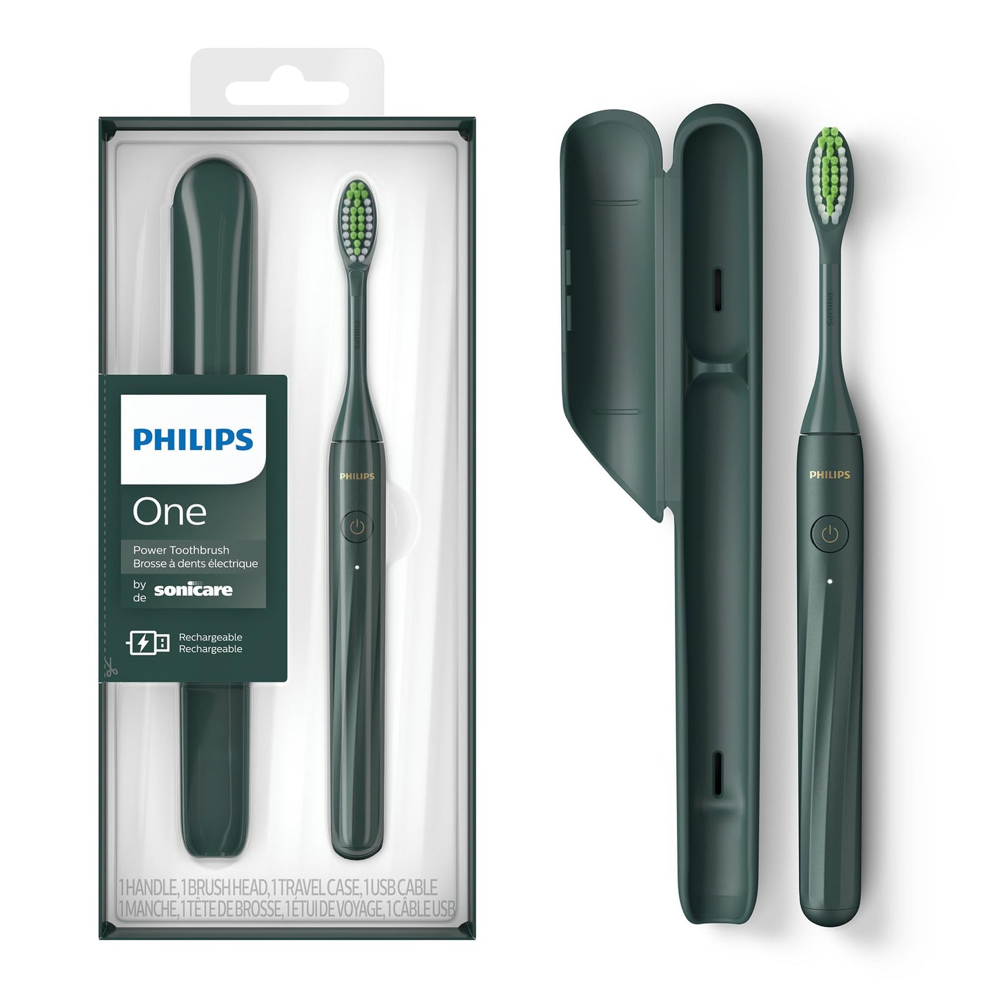 Philips One by Sonicare Rechargeable Toothbrush, 1 Brush Head, Green Philips Sonicare