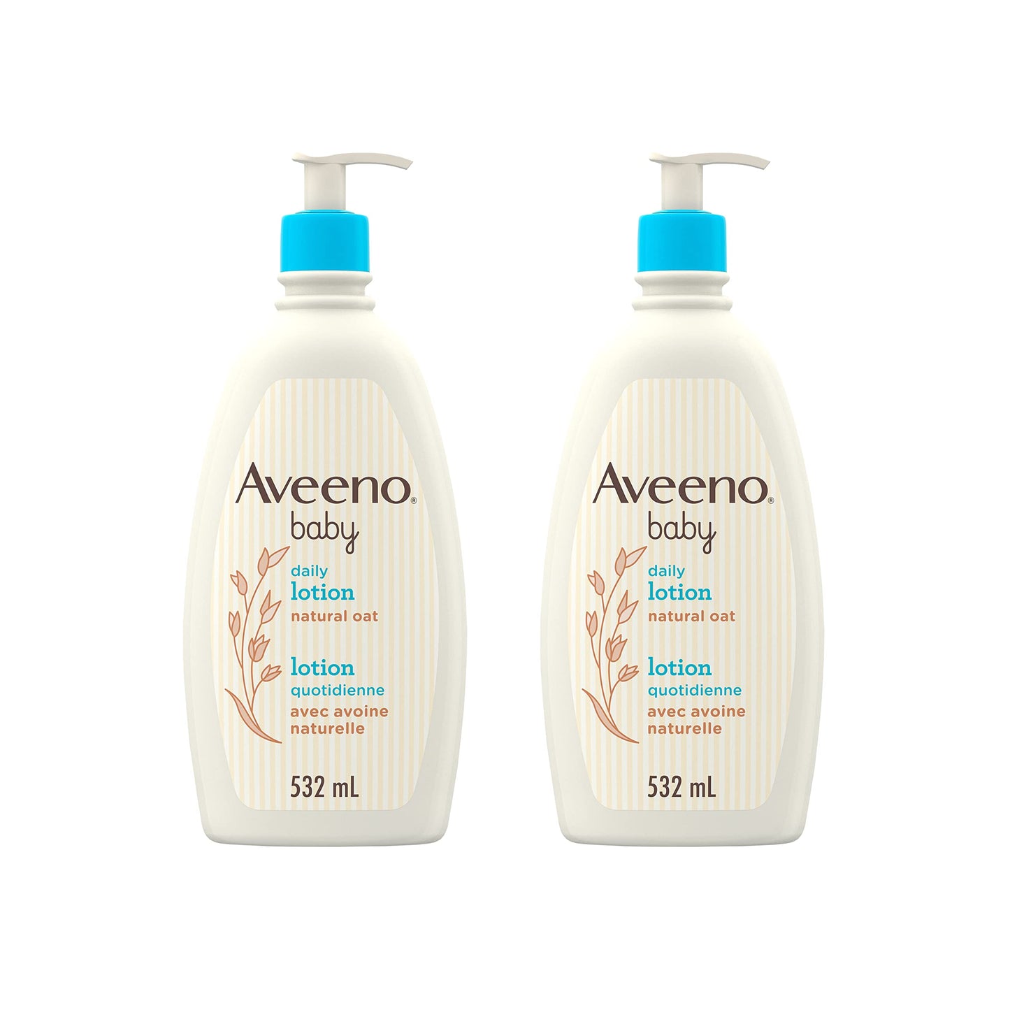Aveeno Baby Lotion, Daily Moisturizing Cream for Sensitive Skin, Natural oat, Fragrance Free, Paraben Free, Pack of 2 (1064 ml Total) - Available at All In One Marketplace Canada