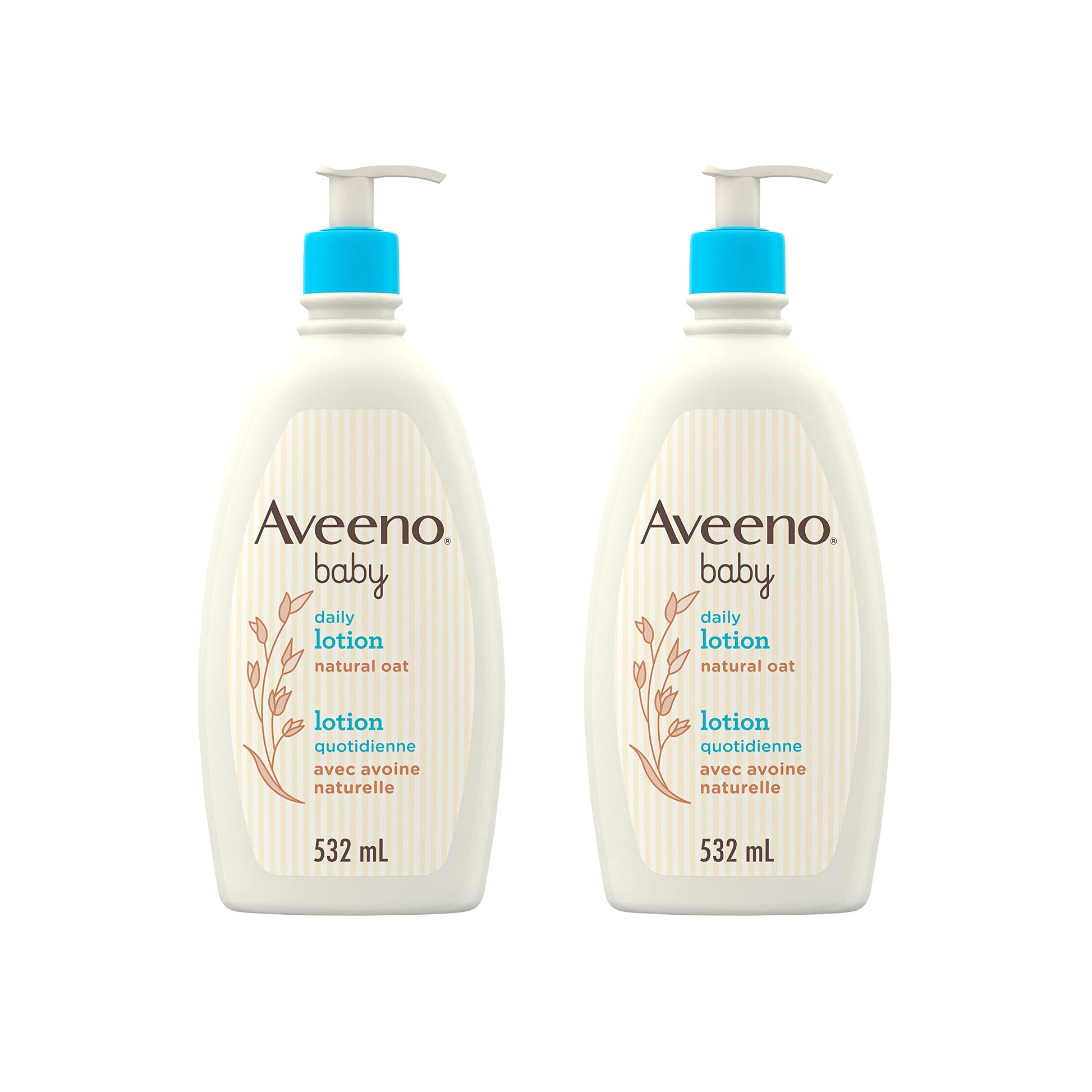 Aveeno Baby Lotion, Daily Moisturizing Cream for Sensitive Skin, Natural oat, Fragrance Free, Paraben Free, Pack of 2 (1064 ml Total) - Available at All In One Marketplace Canada