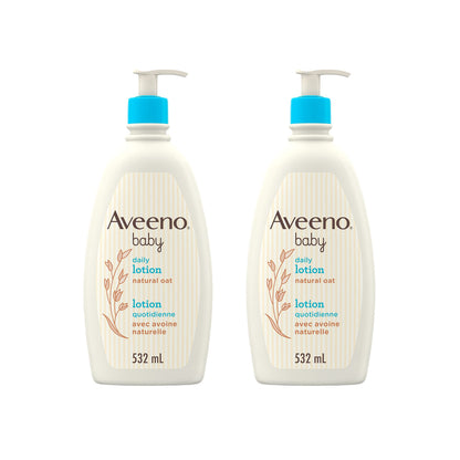 Aveeno Baby Lotion, Daily Moisturizing Cream for Sensitive Skin, Natural oat, Fragrance Free, Paraben Free, Pack of 2 (1064 ml Total) - Available at All In One Marketplace Canada