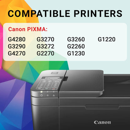 Canon Genuine Ink Cartridges GI-21 Series (Black, Cyan, Magenta & Yellow), Value Pack (4-Count) with PP-301 4" x 6" Photo Paper Plus Glossy II, Printer Ink for PIXMA G4280 / G3290 / G4270 Printers 🍁 All In One Marketplace Canada Canon
