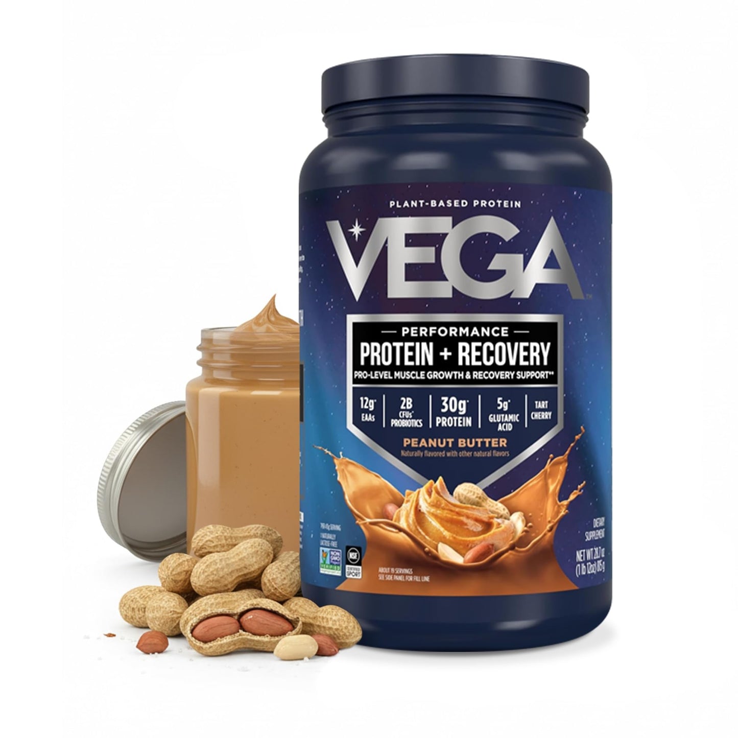 Vega Protein + Recovery, Peanut Butter – 30g Vegan Protein, Dairy & Gluten Free, Probiotics, NSF Certified, 814 g (19 Servings) 🍁 All In One Marketplace Canada