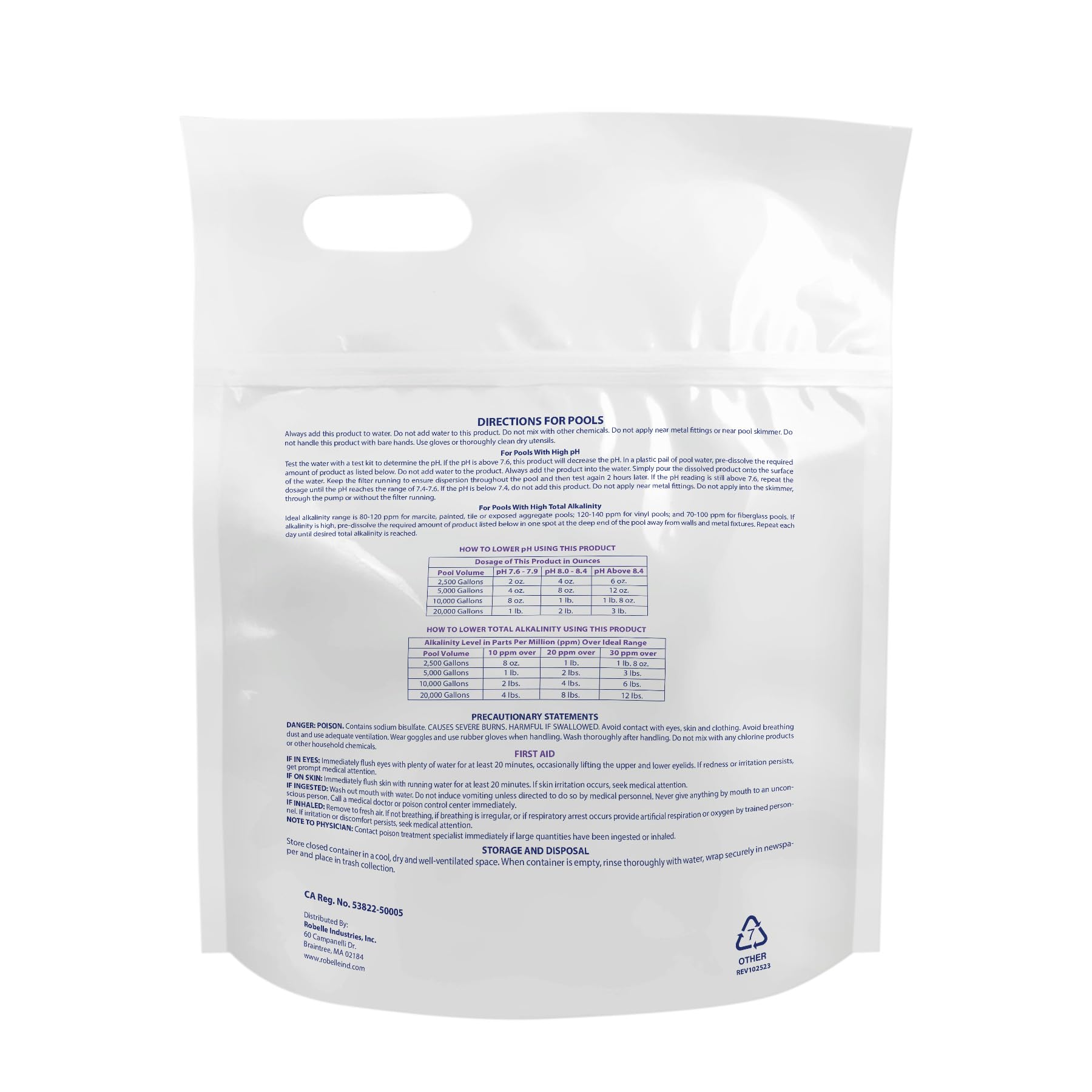 Robelle 6-Pounds Premium pH Down for Pools, Concentrated Sodium Bisulfate, Made in USA Robelle