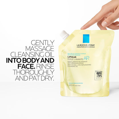 La Roche Posay Cleansing Body Oil Refill, Lipikar Oil AP+ Soap-Free Face & Body Shower Oil for Very Dry, Sensitive Skin with Shea Butter & Niacinamide, Alcohol Free, Hypoallergenic Fragrance, 400mL - Available at All In One Marketplace Canada