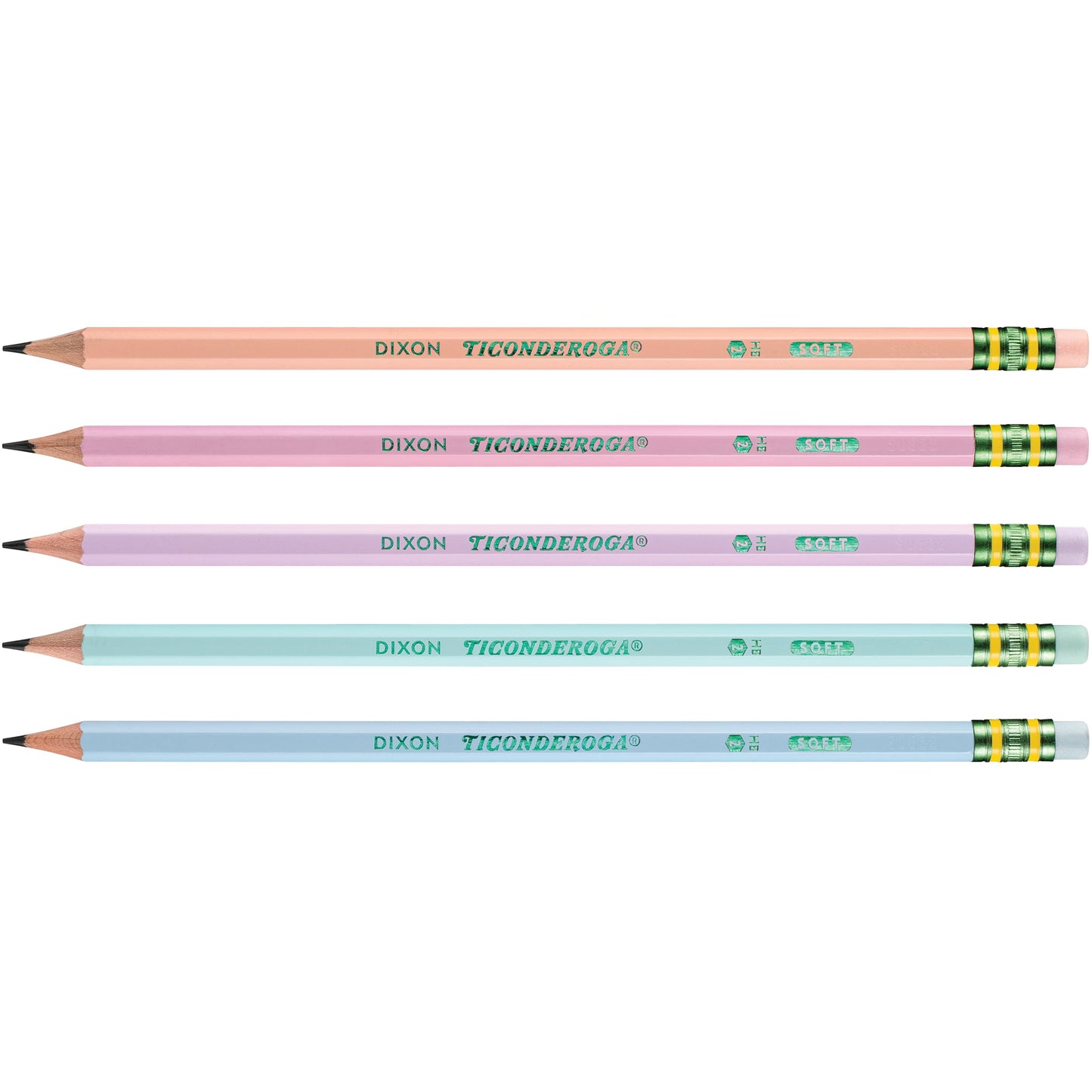 Ticonderoga Wood-Cased Pencils Master Pack, Pre-Sharpened, #2 HB Soft, Pastel Colors, 150 Count Ticonderoga