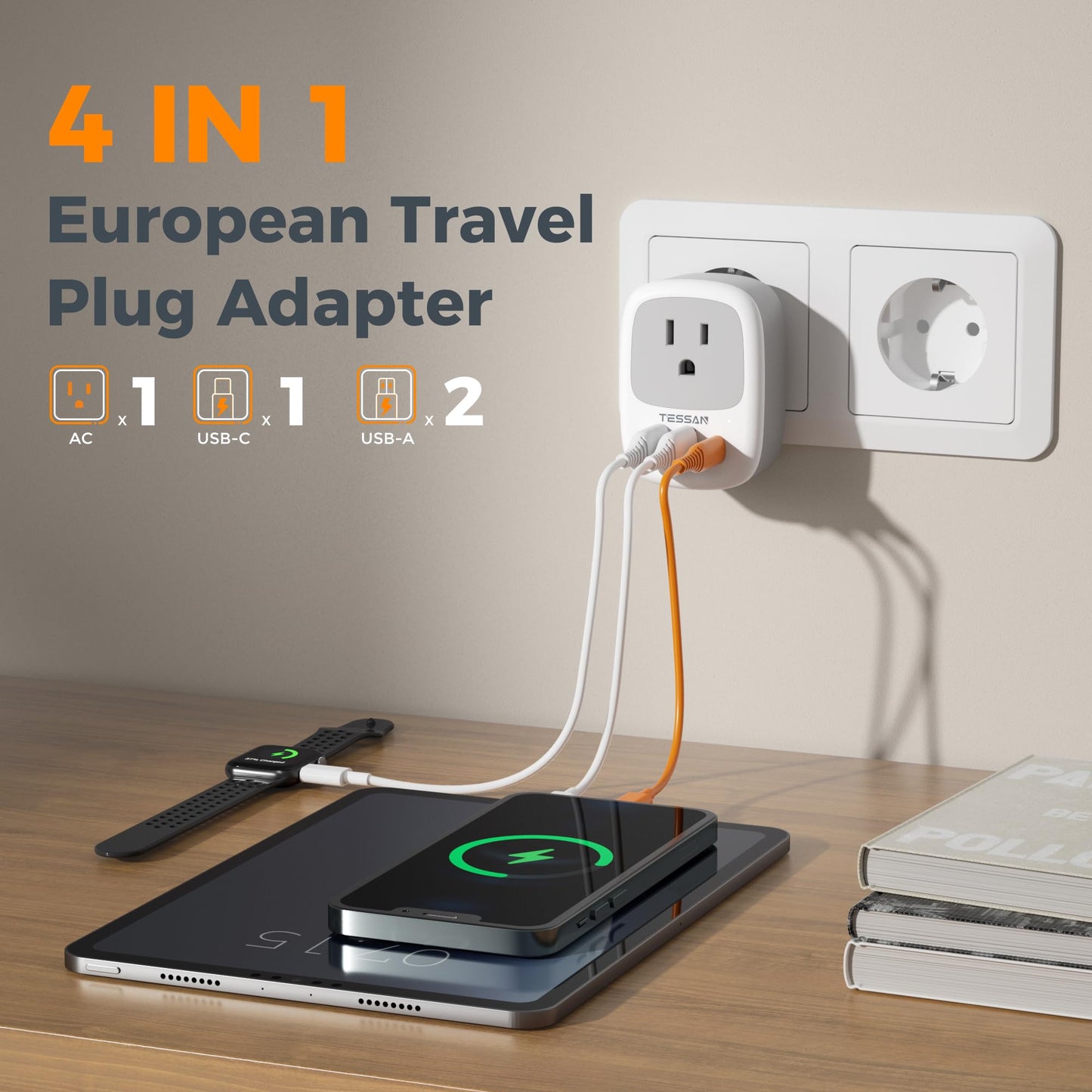 TESSAN Canada to European Travel Adapter 2 Pack, Plug Adaptor