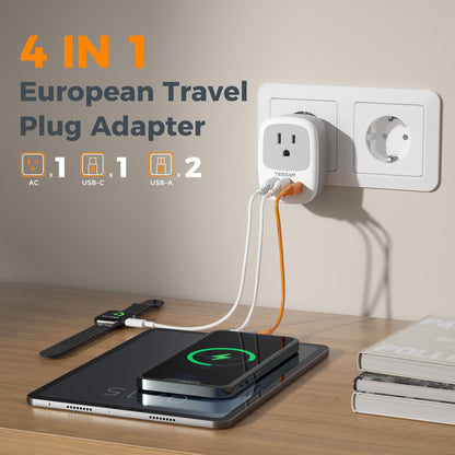 TESSAN Canada to European Travel Adapter 2 Pack, Plug Adaptor
