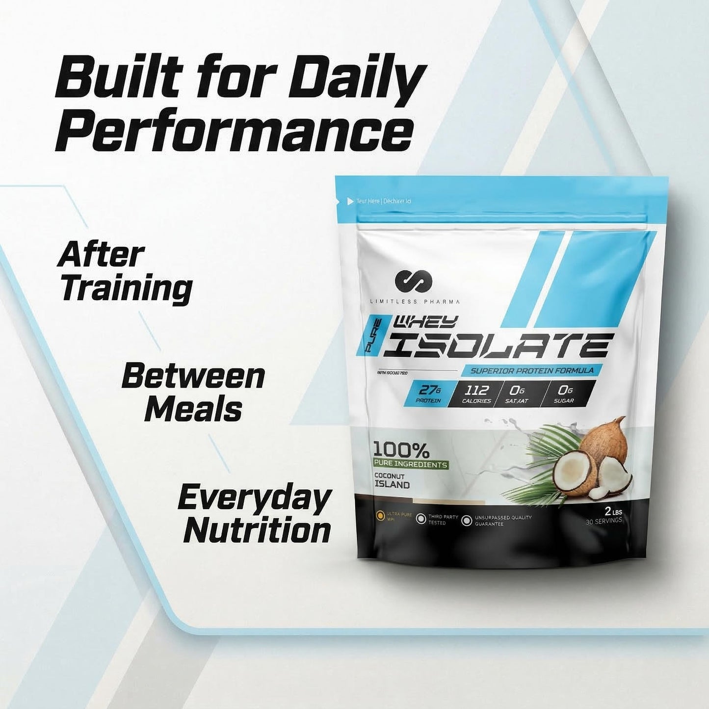 Limitless Pharma Pure Whey Isolate Powder | 27g Protein & 6g BCAAs Per Serving | Sugar-Free, Gluten-Free, Low Carb | 74 Servings, 5LB (Vanilla)