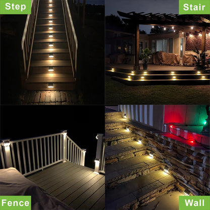 Solar Lights for Steps Decks Pathway Yard Stairs Fences, LED lamp, Rainproof, Black Metal case, 6 Pack