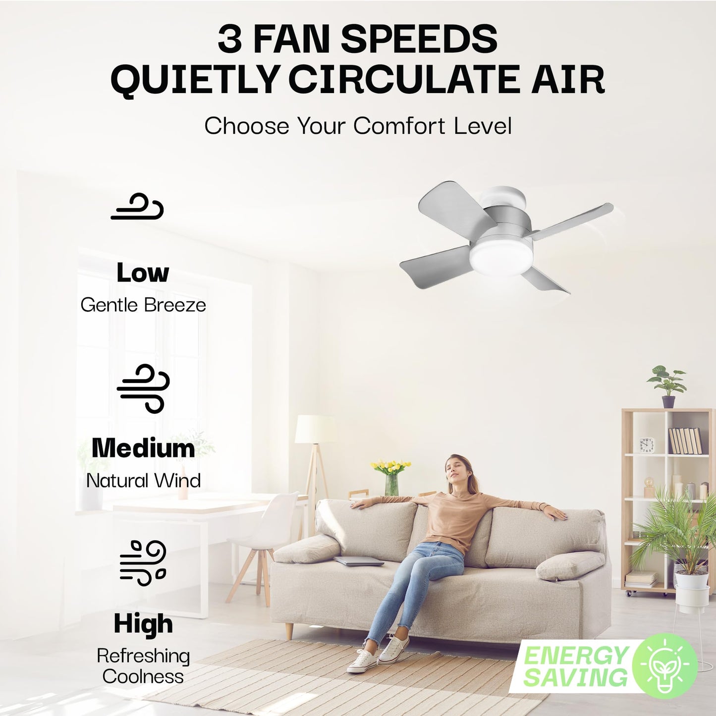 Socket Fan Light AS SEEN ON TV – Ceiling Fan with Lights and Remote, Ceiling Fan with Lights for Bedroom, Ventilateur Plafond, Screws into Light Socket, Ceiling Fans with 3 Light/Fan Modes