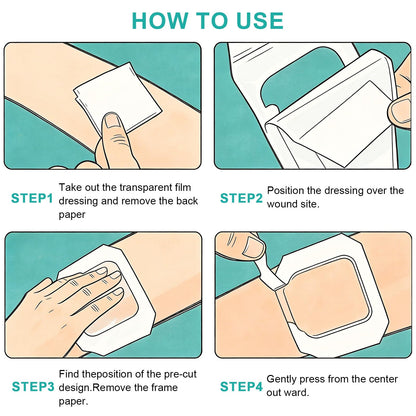 Transparent Film Dressing, 4" x 4.75" (30 Pack), Waterproof Clear Adhesive Bandages for Wound Care, IV Shield & Tattoo Aftercare - Available at All In One Marketplace Canada