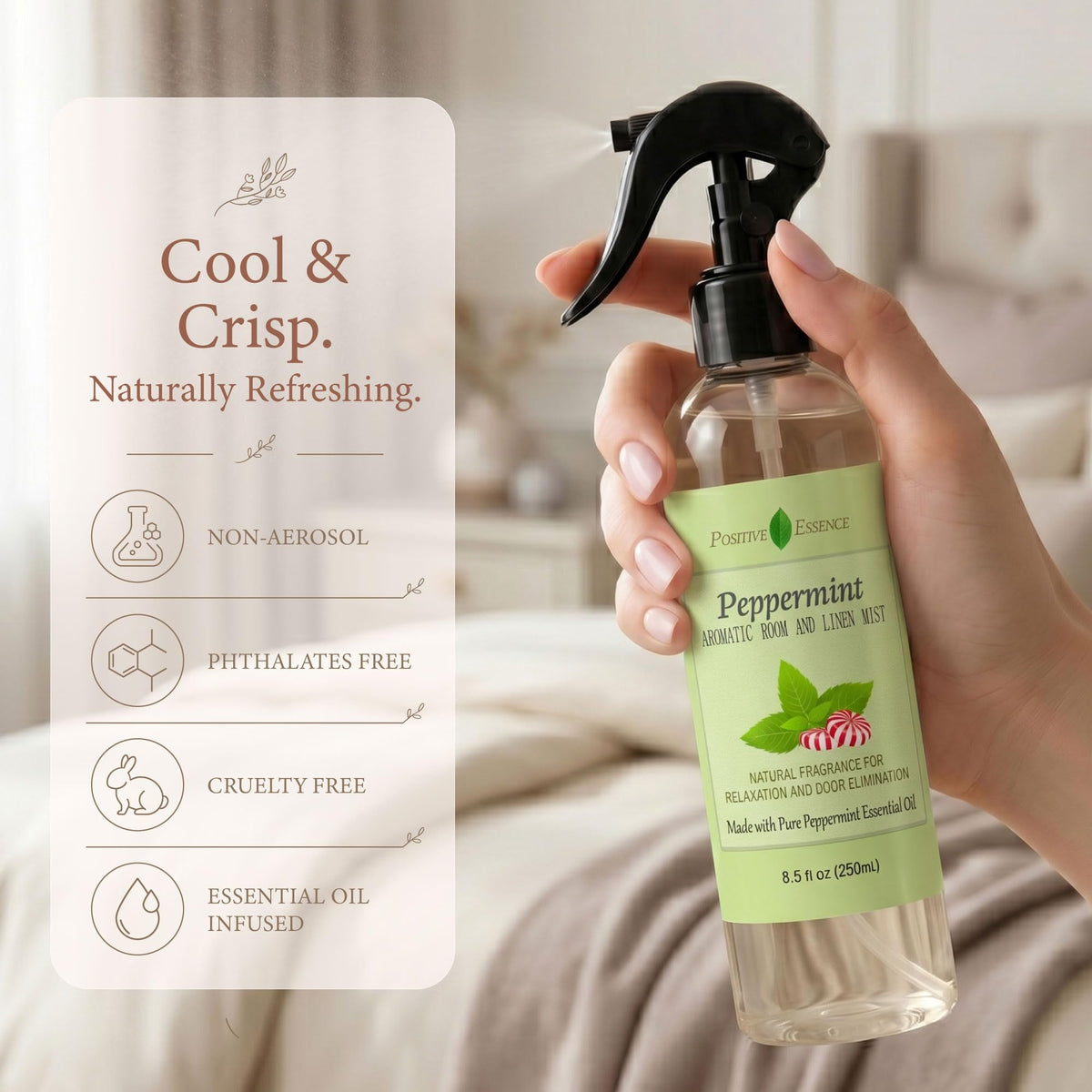 Peppermint Room Spray & Linen Spray with Essential Oil, 250 mL 🍁 All In One Marketplace Canada
