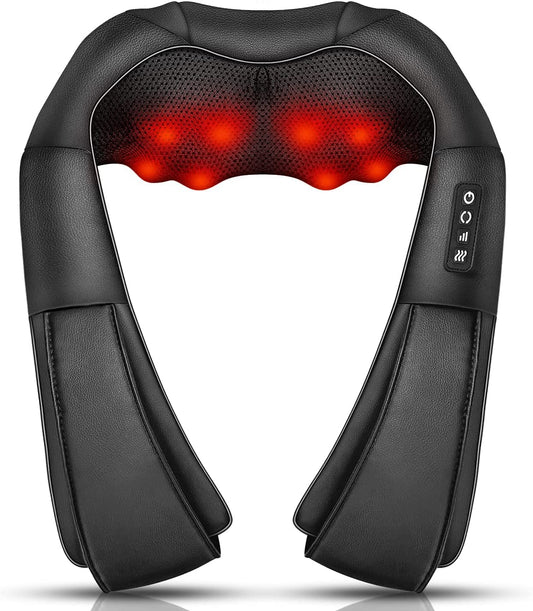 Neck Massager with Heat, Shiatsu Back Neck and Shoulder Massager, Electric Deep Tissue 4D Kneading Massage, Use at Home, Office, Car- Best Gifts for Women Men - Available at All In One Marketplace Canada