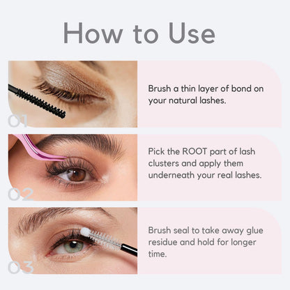 LA MAESII Lash Bond and Seal Waterproof Lash Remover Lash Cluster Glue for Eyelash Clusters DIY Lash Extension Kit at Home Pack 2