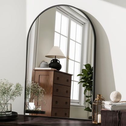 HARRITPURE 24"x36" Arched Wall Mirror, Black Bathroom Mirror for Wall