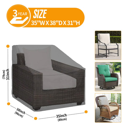 Kipiea 500D Patio Chair Covers Waterproof Winter - 2 Pack Lawn Outdoor Furniture Chair Covers with Anti UV and No Tears, No Fading (35"W x 38"D x 31"H) 🍁 All In One Marketplace Canada