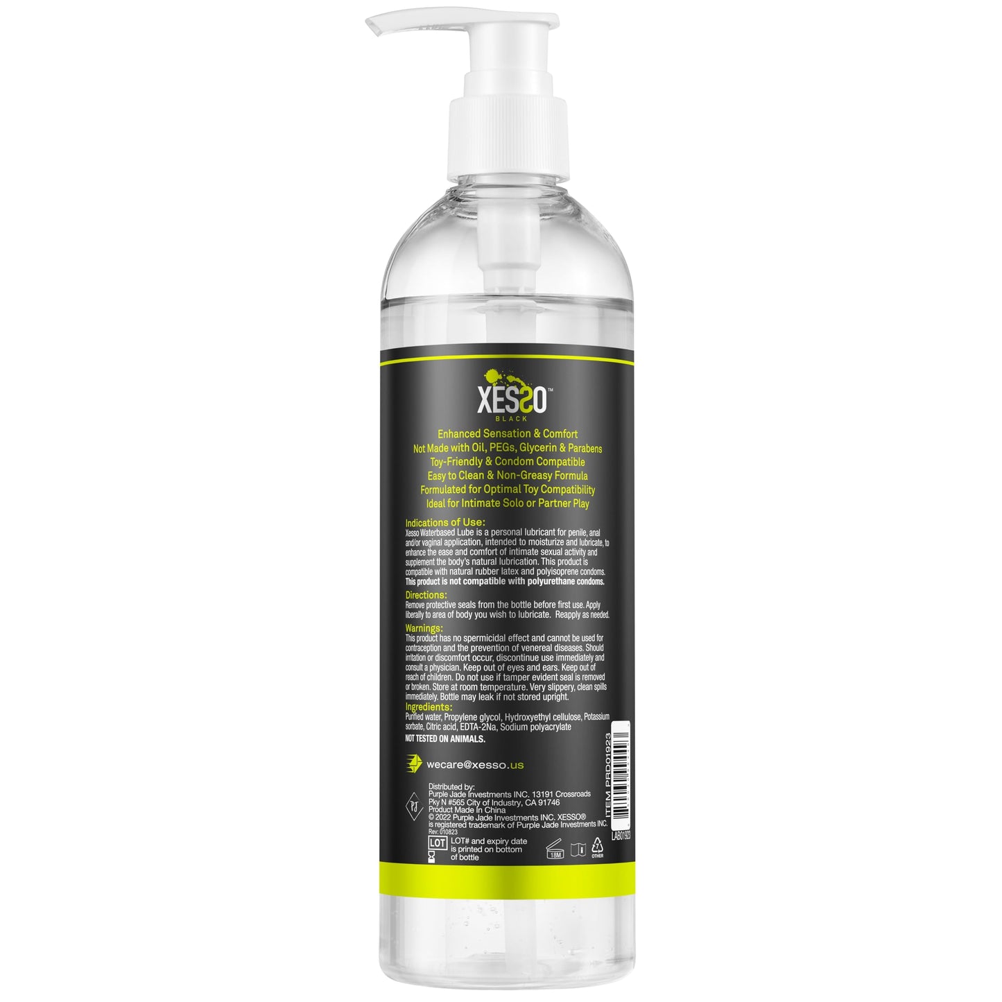 XESSO Water-Based Toy Lube, 354mL, Toy-Safe Personal Lubricant, All-Natural Without Glycerin & Parabens, Non-Staining, Slippery Massage Gel for Women, Men, Couples. Discreet Packaging