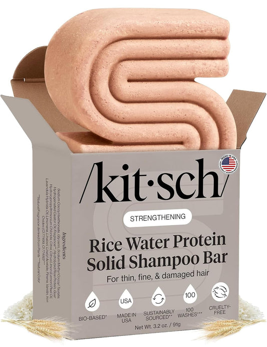 Kitsch Rice Water Shampoo Bar for Hair Growth – Strengthening Hair Shampoo for Men and Women – Reduce Breakage, Boosts Shine – Paraben, Silicone & Sulfate-Free, Vegan Hair Care - 91g - Available at All In One Marketplace Canada