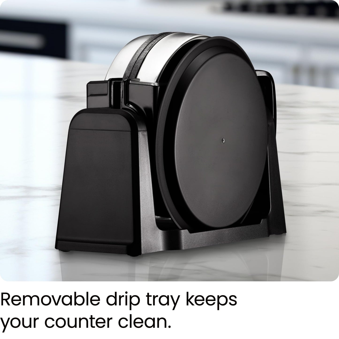 Chefman Rotating Belgian Waffle Maker, 180° Flip Iron w/ Non-Stick Plates, Adjustable Timer, Locking Lid, & Drip Plate, Space Saving Storage, Mess-Free Breakfast, Stainless Steel/Black - Available at All In One Marketplace Canada