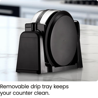 Chefman Rotating Belgian Waffle Maker, 180° Flip Iron w/ Non-Stick Plates, Adjustable Timer, Locking Lid, & Drip Plate, Space Saving Storage, Mess-Free Breakfast, Stainless Steel/Black - Available at All In One Marketplace Canada