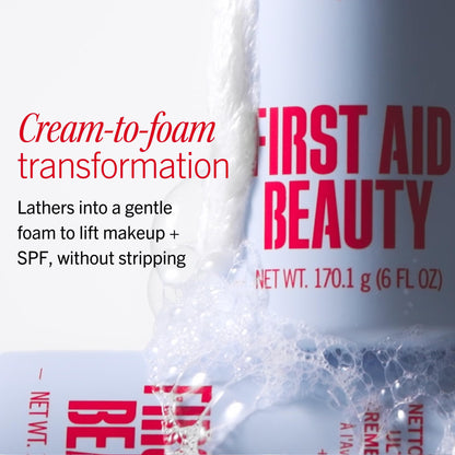First Aid Beauty Ultra Gentle Cream-to-Foam Pure Facial Cleanser – Makeup Removing Face Cleanser - Face Wash with Colloidal Oatmeal & Glycerin, for Sensitive, Acne & Blemish-Prone Skin, 6 oz