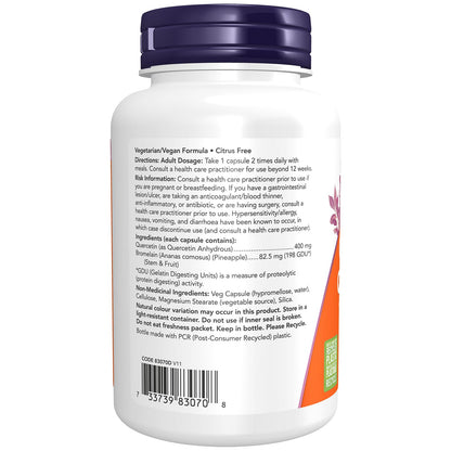 NOW Supplements, Quercetin with Bromelain, Balanced Immune System, 120 Veg Capsules NOW