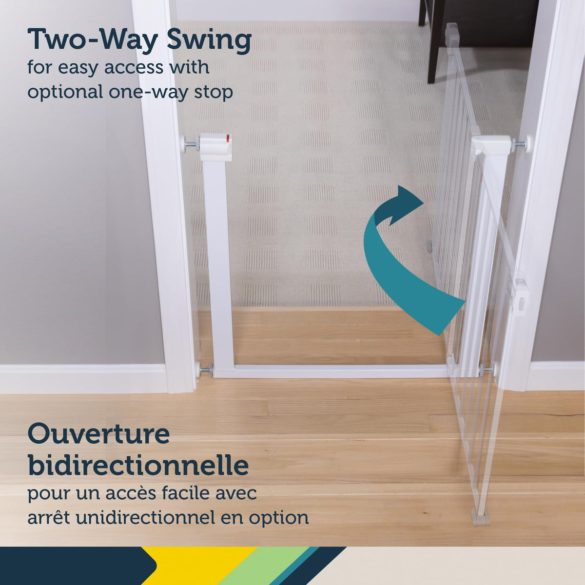 Safety 1st SecureTech Tall & Wide Pressure-Installed Metal Gate with SecureTech Locking Handle - Fits 29-47" Wide, 36" Tall, Includes 2 Extension Panels And 4 Wall Cups, Great For Babies And Pets