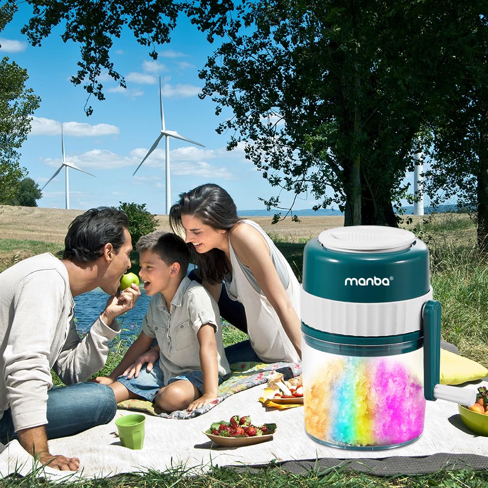 MANBA Ice Shaver and Snow Cone Machine - Premium Portable Ice Crusher and Shaved Ice Machine with Free Ice Cube Trays - BPA Free - Available at All In One Marketplace Canada
