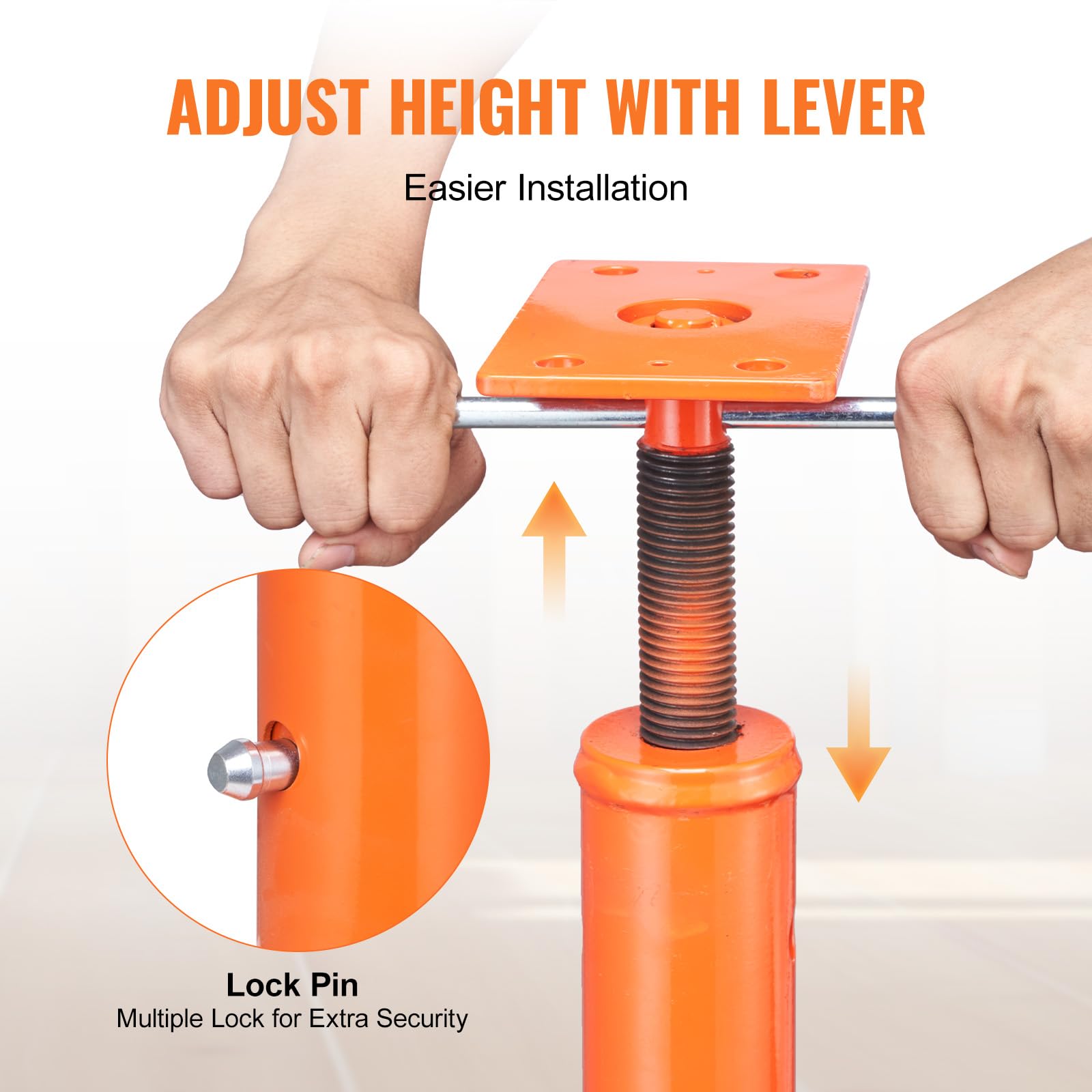 VEVOR House Floor Jack, 56"-100" Height Range, 18000 lbs Max Load Capacity, Adjustable Support Beam Basement Jack Post Pole for Leveling, Lift Support Steel Telescoping Jack for Temporary Support VEVOR