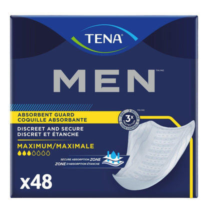 TENA Men Incontinence, Discrete Disposable, Guards, Comfortable Fit, Maximum Absorbency Protection, Universal Fit, 48 Count