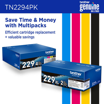 Brother Genuine TN2294PK Standard Yield Black, Cyan, Magenta and Yellow Toner Cartridges