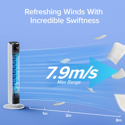 Levoit 25dB Tower Fan for Bedroom, 26ft/s Velocity Standing Fan, 90° Oscillating Cooling Fans for Home, 12 Speeds, LED Display, 4 Modes, 12H Timer, Bladeless, Remote Control, 36 inch