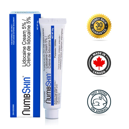Numbskin Tattoo Numbing Cream | 5% Lidocaine Topical Anesthetic Cream | Maximum Strength Fastest Acting Pain Relieving Cream with Vitamin E, 30g (1 Tube) - Available at All In One Marketplace Canada