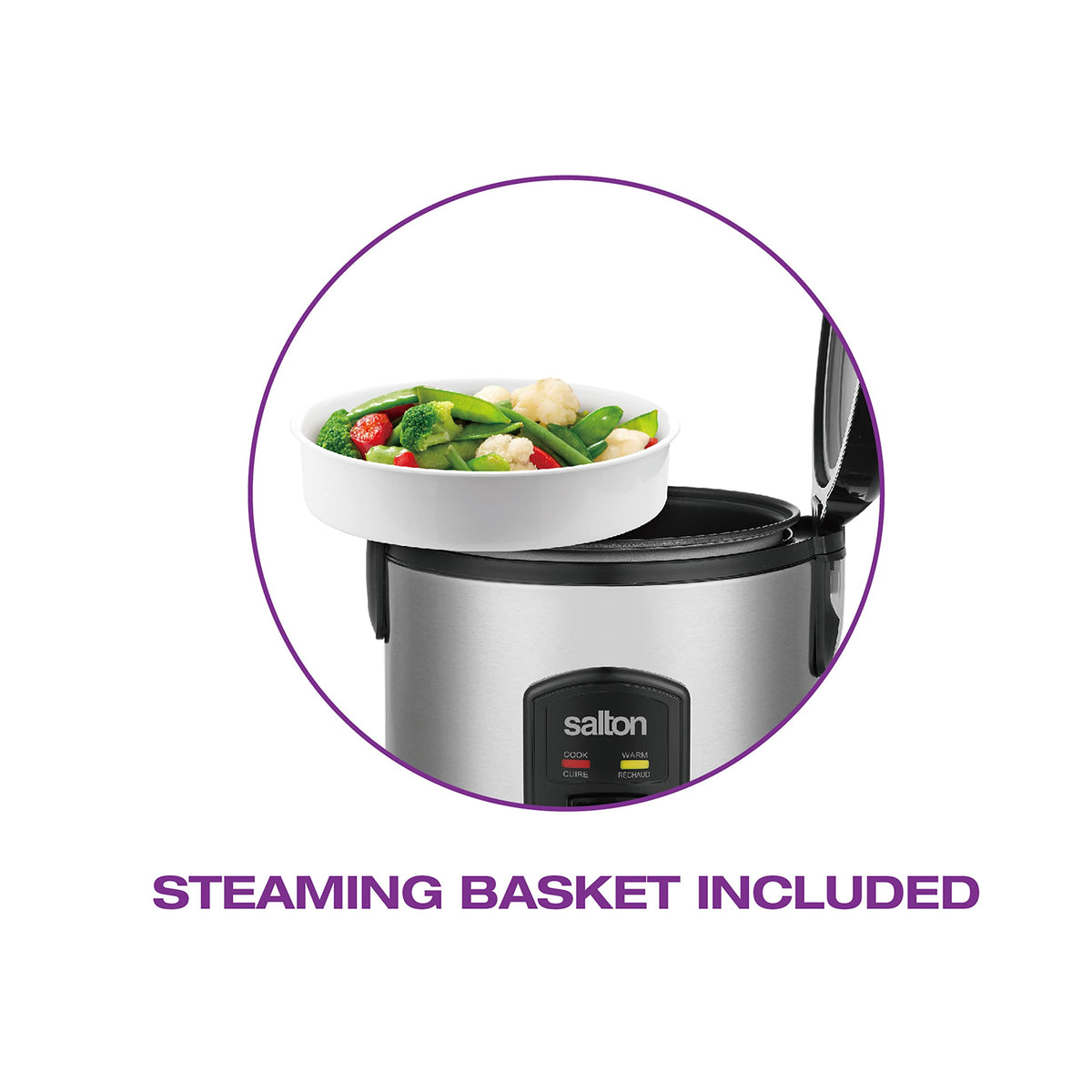 Salton Automatic Rice Cooker with Food Steaming Basket