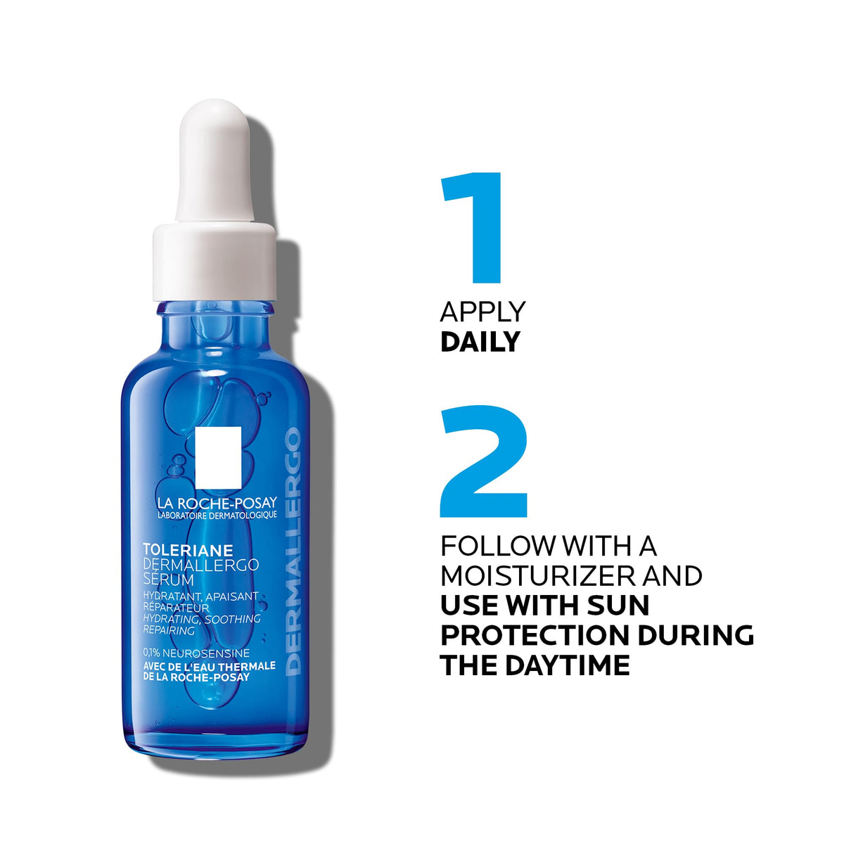 La Roche Posay Glycerin Face Serum, Toleriane Dermallergo Serum for Ultra-Sensitive, Allergy-Prone, Reactive Skin, Soothing and Hydrating, Formulated with Neurosensine, Fragrance-Free, 30ml