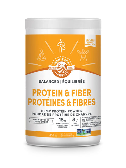 Manitoba Harvest Hemp Yeah! Balanced Protein + Fibre Powder, Unsweetened, 454g, with 15g protein, 8g Fibre and 2g Omegas 3&6 per Serving, Preservative Free, Non-GMO - Available at All In One Marketplace Canada