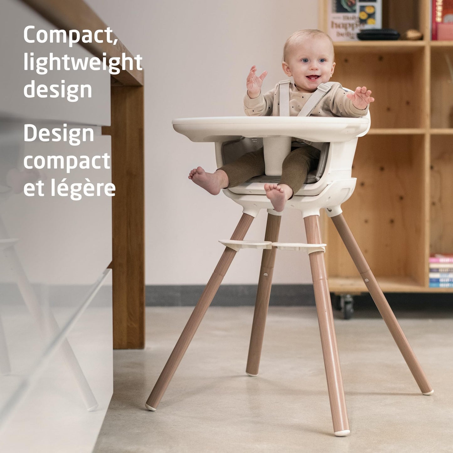 Maxi-Cosi Moa 8-in-1 High Chair, removable kitchen booster, converts to stool, table and chair, easy to clean, Horizon Sand Maxi-Cosi