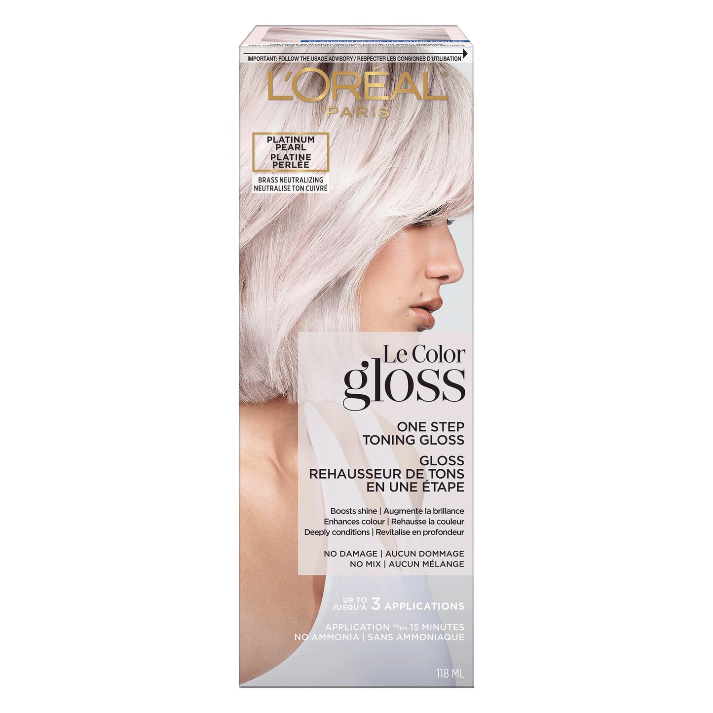 L'Oreal Paris Le Color Gloss One Step Toning Hair Gloss Treatment, Platinum Pearl, Enhance Your Shine with this Semi Permanent Hair color, 1 Kit 🍁 All In One Marketplace Canada