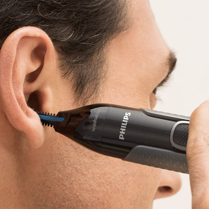Philips Nose Trimmer Series 3000, Nose, Ear & Eyebrow Trimmer with Protective Guard System & Travel Pouch, NT3650/26 - Available at All In One Marketplace Canada