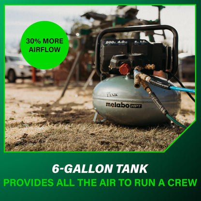 Metabo HPT Air Compressor, THE Tank, Portable Pancake Air Compressor 200 PSI, 6 Gallon Tank, Versatile for Use with Framing, Siding, Finish, Brad or Roofing Nailers, EC914S Metabo HPT