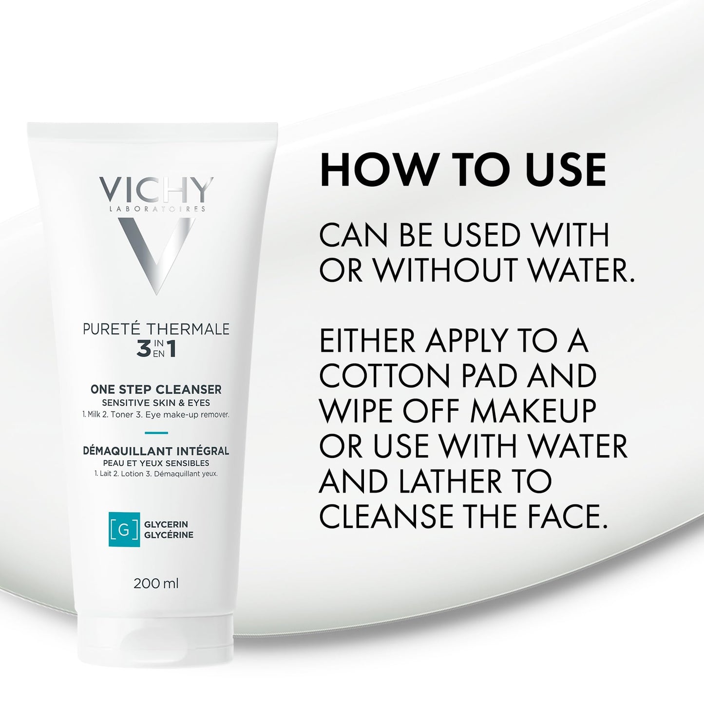 Vichy Gentle Facial Cleanser and Makeup Remover, Purete Thermal 3-in-1 Face Cleanser for Sensitive Skin, Hypoallergenic, Dermatologist Recommended, Paraben-Free, 200mL - Available at All In One Marketplace Canada