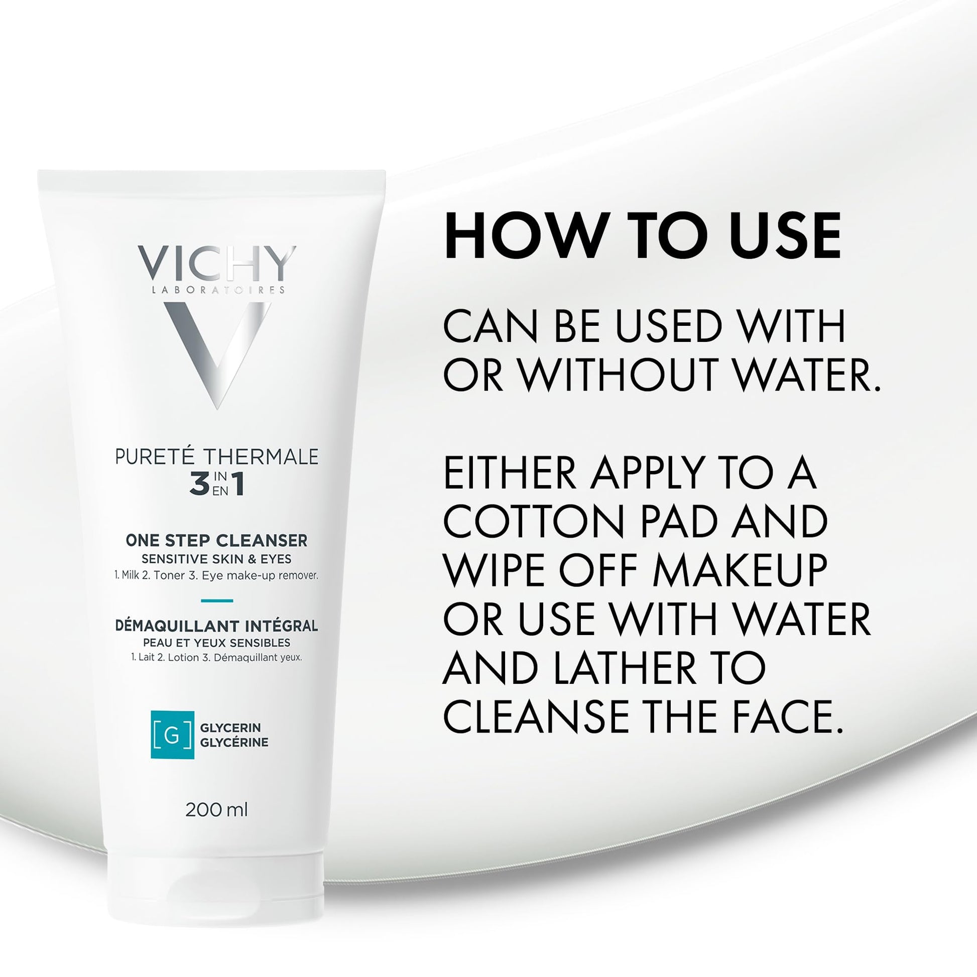 Vichy Gentle Facial Cleanser and Makeup Remover, Purete Thermal 3-in-1 Face Cleanser for Sensitive Skin, Hypoallergenic, Dermatologist Recommended, Paraben-Free, 200mL - Available at All In One Marketplace Canada