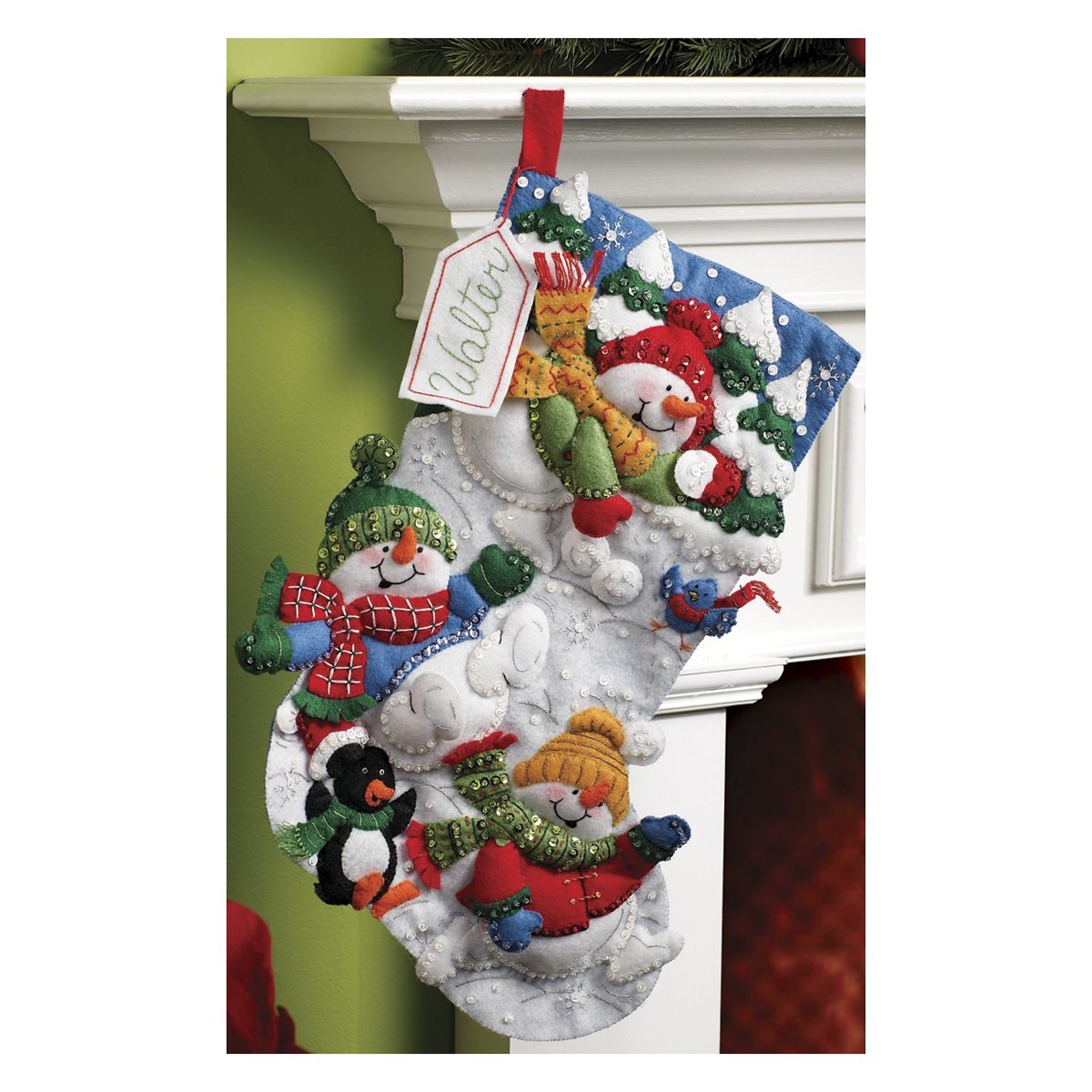 Bucilla 18-Inch Christmas Stocking Felt Applique Kit, 86108 Snow Fun 🍁 All In One Marketplace Canada