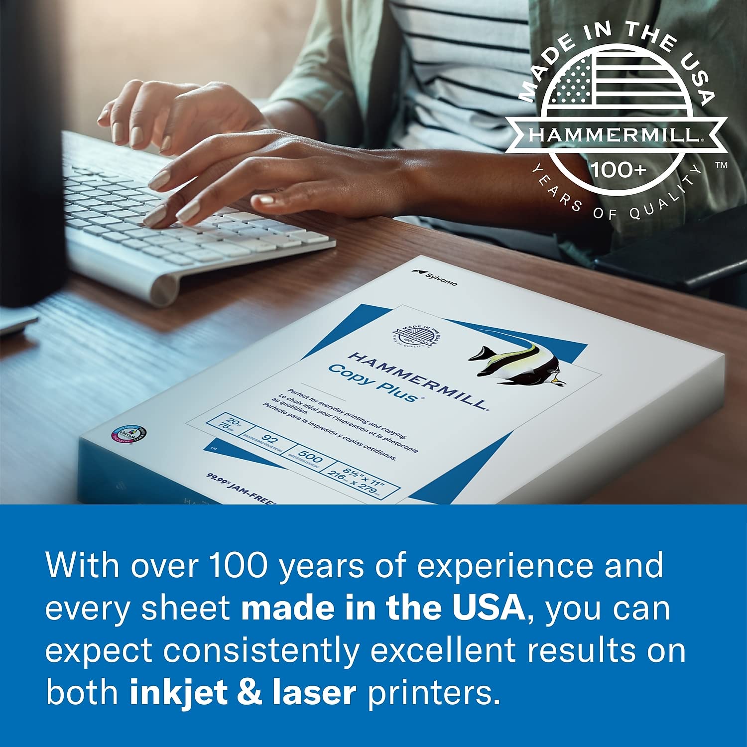 Hammermill Paper, Copy, 20lb, 8.5 x 11, 92 Bright, Letter, 1,500 Sheets / 3 Reams, (113620), Made In The USA Hammermill