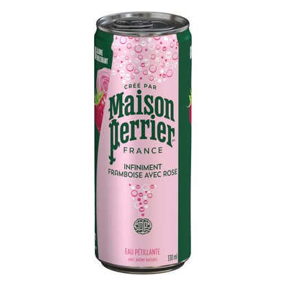 Maison Perrier Forever Raspberry with Rose Sparkling Water – 24 Pack, 330ml Cans