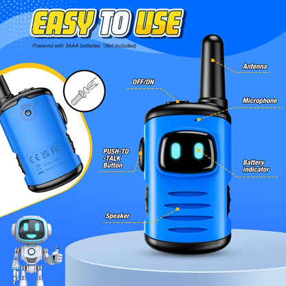Walkie Talkies for Kids, Exssary Toys for 3-6 Year Old Boys Outdoor Toys for Kids 3-5 Walkie Talkie 3 4 5 6 Year Old Boy Gifts Hiking Camping Toy Easter Christmas Birthday Gifts for Boy Blue