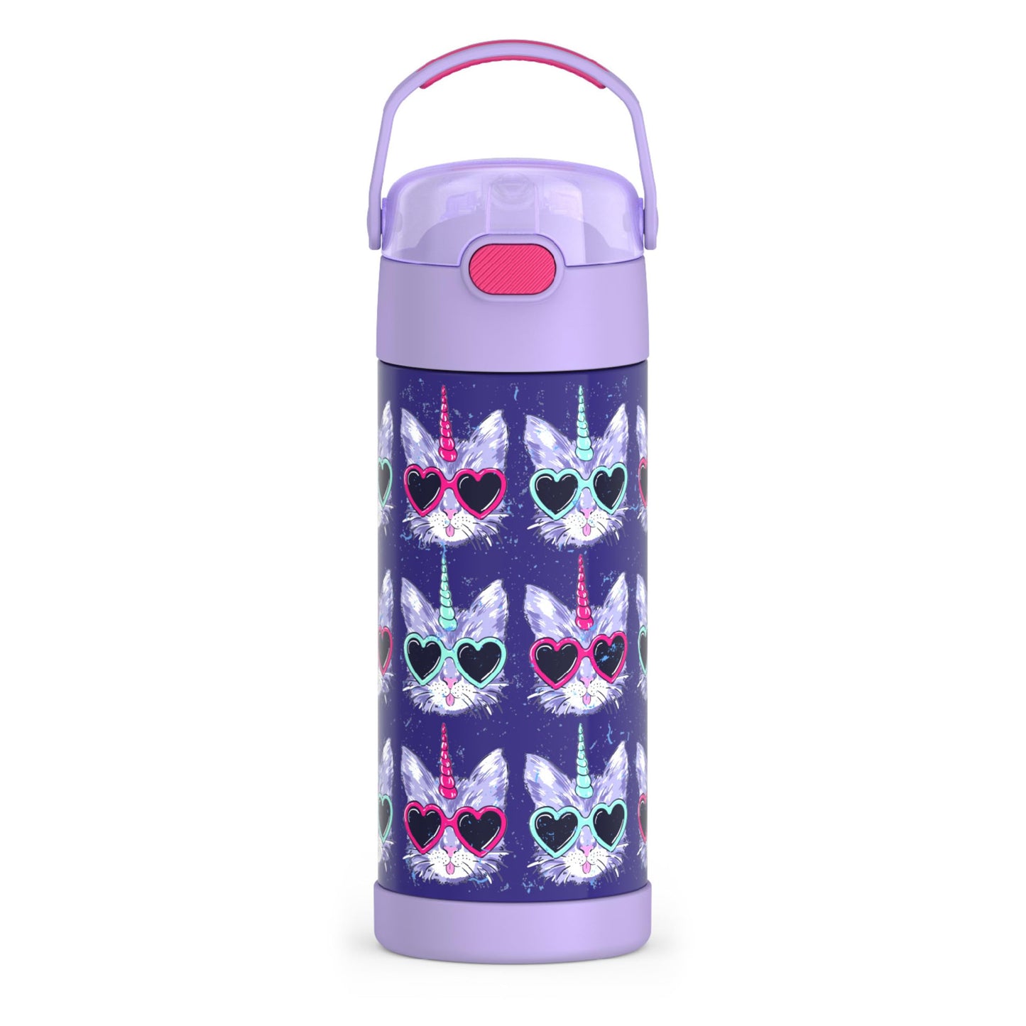 THERMOS FUNTAINER Water Bottle with Straw, 14oz, Cool Caticorns