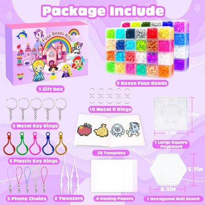 Fuse Beads Kit - 48 Colors 5mm Fuse Beads Set with Pegboards, Ironing Papers and Accessories, Fuse Beads 2 Boxes, DIY Craft Kits for Kids, Arts and Crafts Gifts for Girls & Boys Christmas Birthday 🍁 All In One Marketplace Canada
